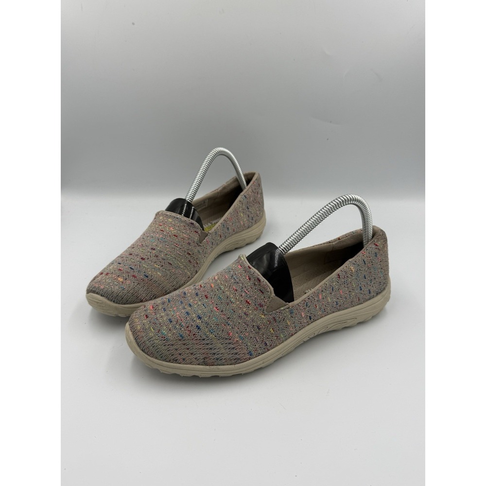 Skechers Reggae Fest Wicker Slip On Shoes Women's Size 7.5 Taupe Speckled 49291
